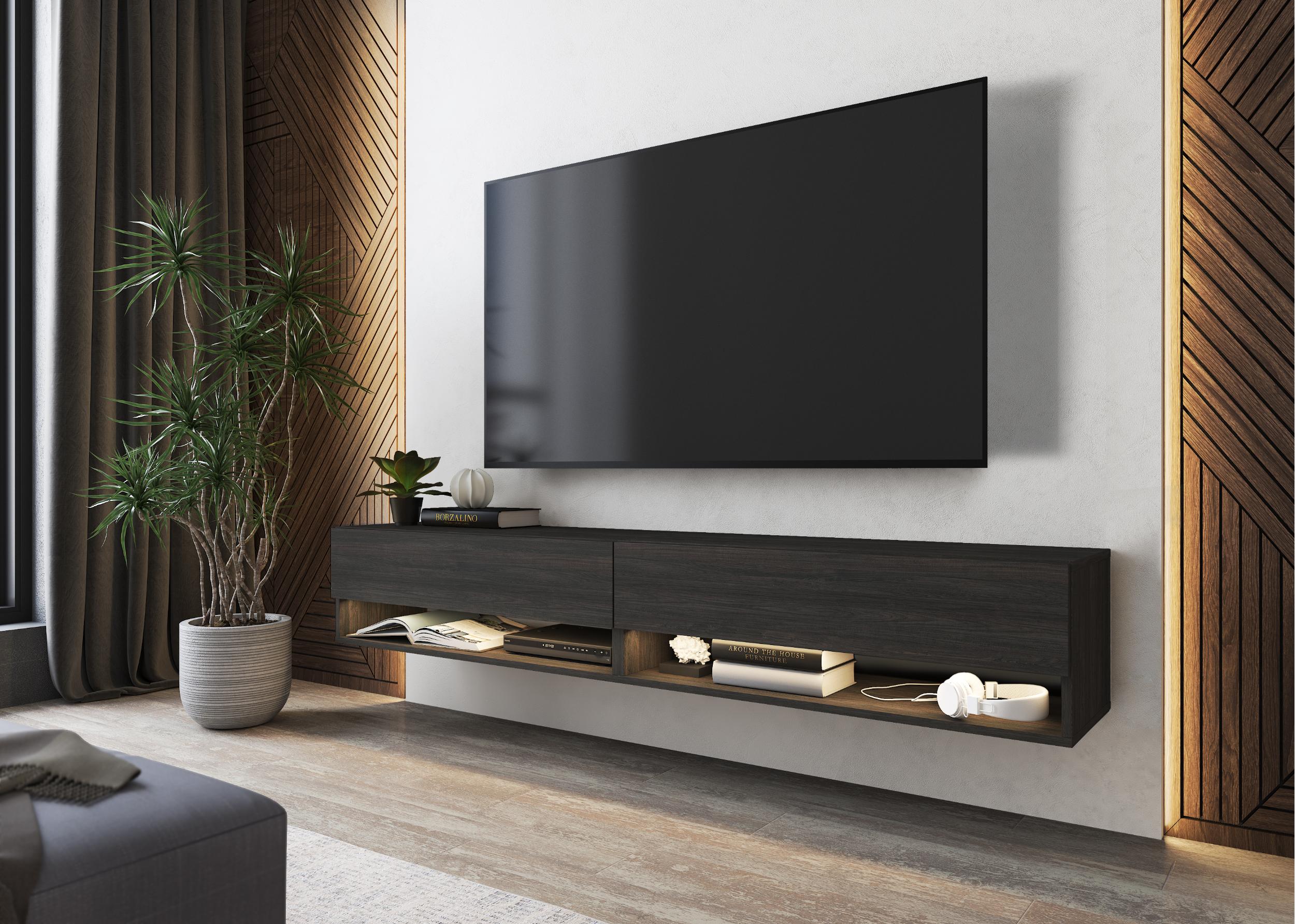foto del prodotto mobile tv soggiorno, 180x35x30cm, led, mobile soggiorno, nero rf3697
