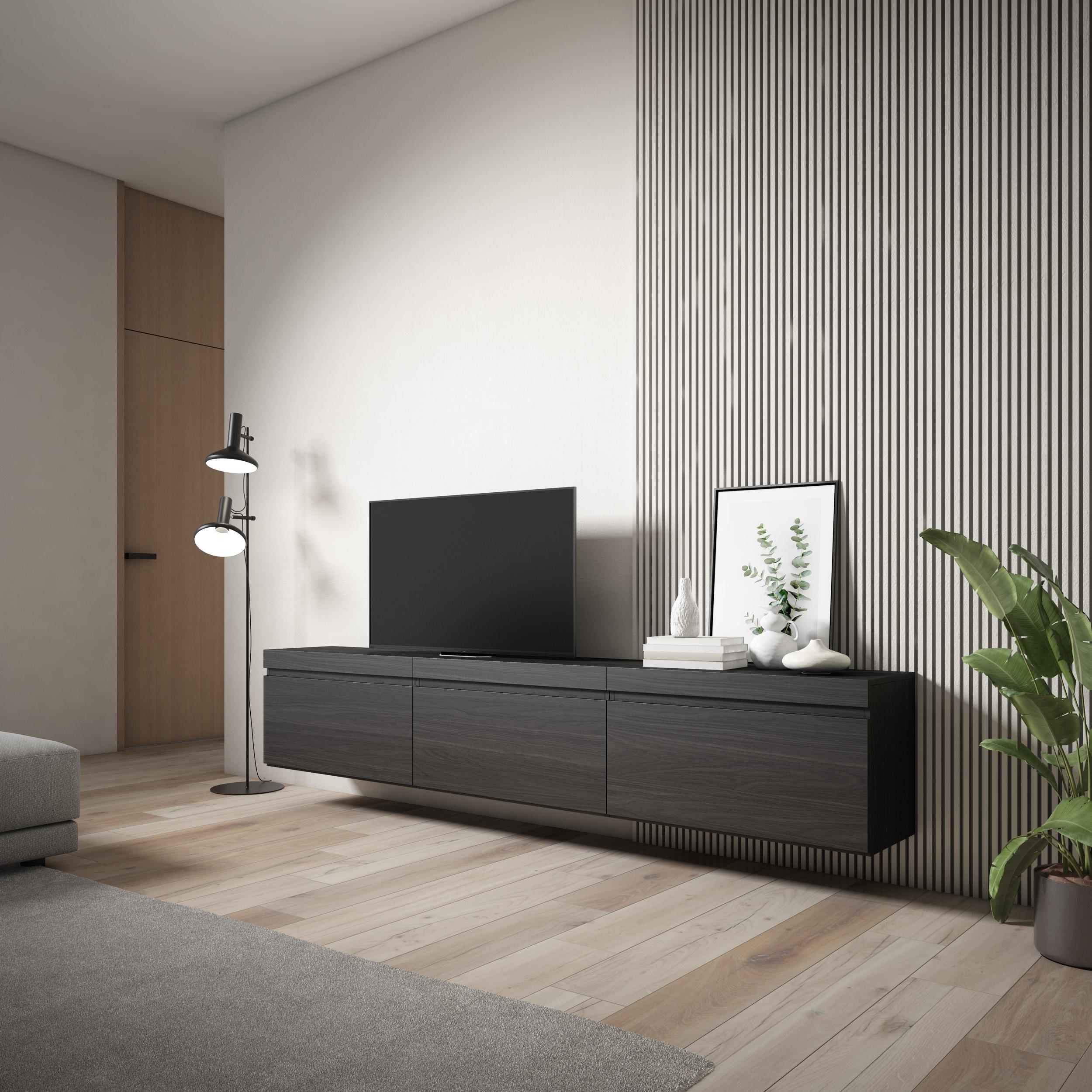 foto del prodotto mobile tv soggiorno, 240x35x45cm, da appendere, nero rf3596