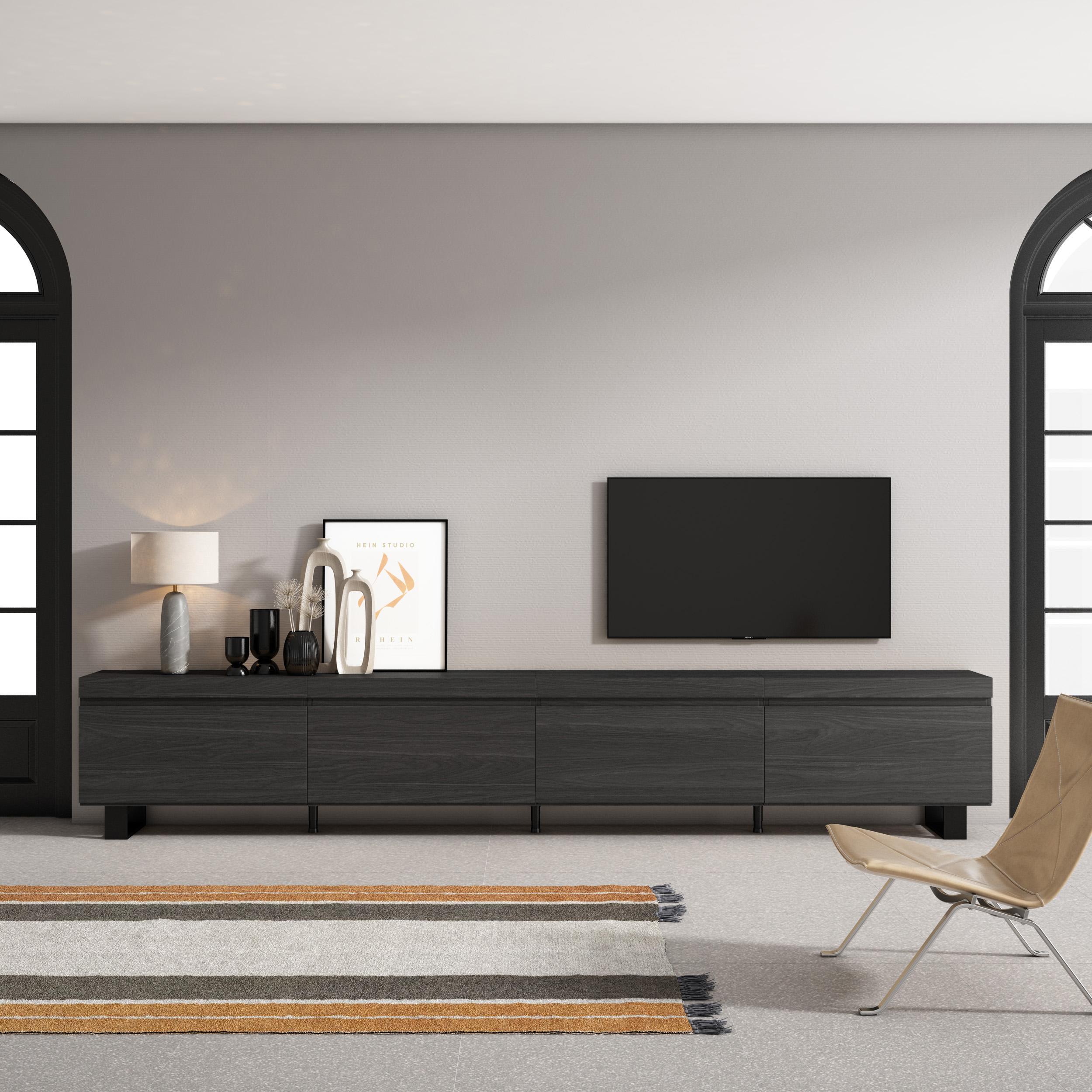 foto del prodotto mobile tv soggiorno, 320x35x57cm, tv di grande formato, design industriale, nero rf3625