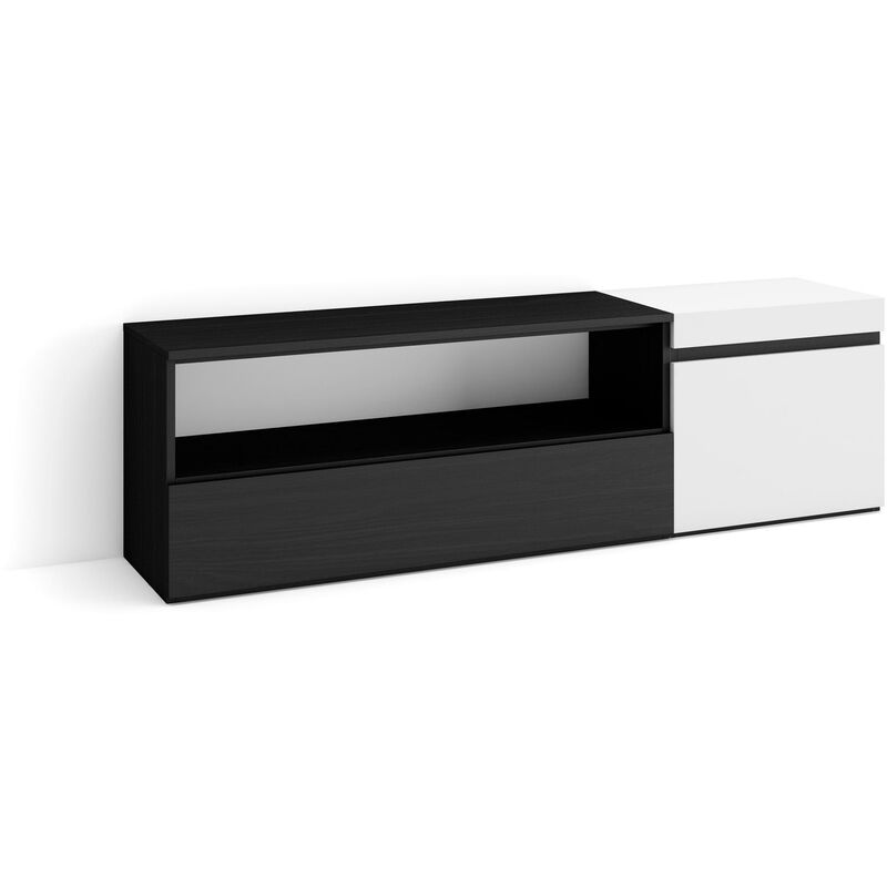foto del prodotto mobile tv soggiorno, ampio spazio a disposizione, 150x45x35cm, per tv fino a 65 , mobile soggiorno, stile moderno, bianco e nero skraut home