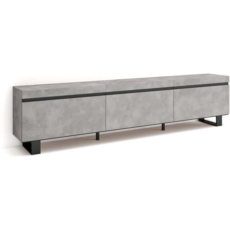 foto del prodotto mobile tv soggiorno, ampio spazio a disposizione, 240x57x35 cm, design industriale, stile moderno, grigio cemento skraut home