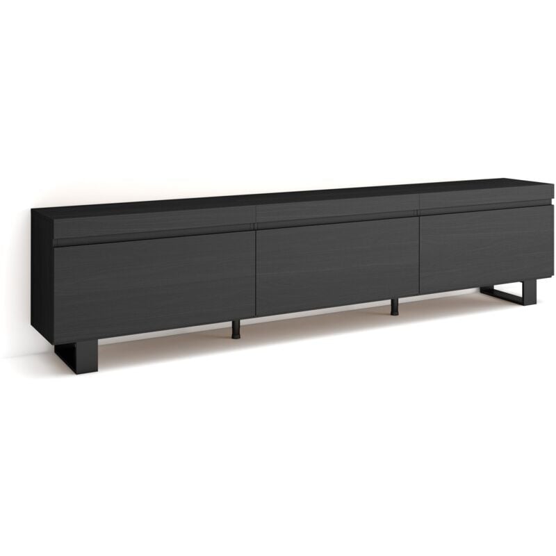 foto del prodotto mobile tv soggiorno, ampio spazio a disposizione, 240x57x35 cm, design industriale, stile moderno, nero skraut home