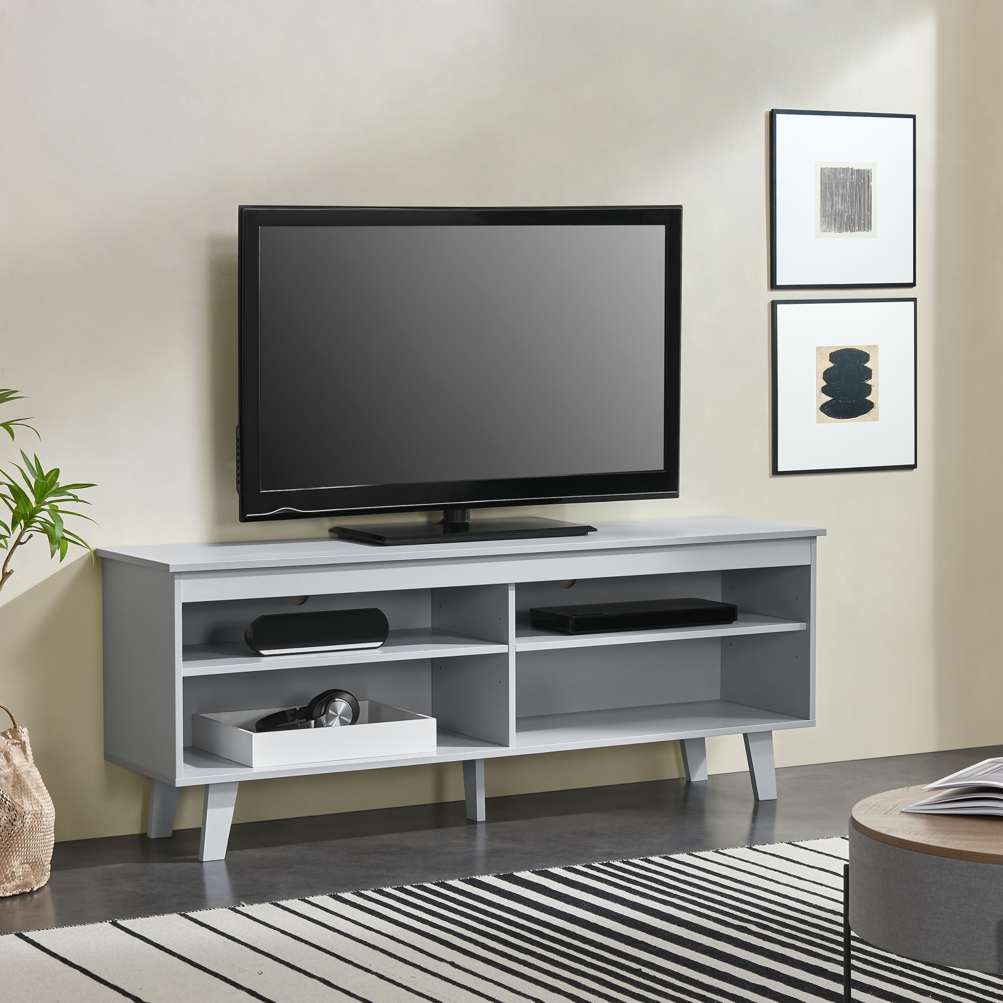 foto del prodotto mobile tv stenl se armadio basso 58 x 150 x 38 cm grigio chiaro en.casa 