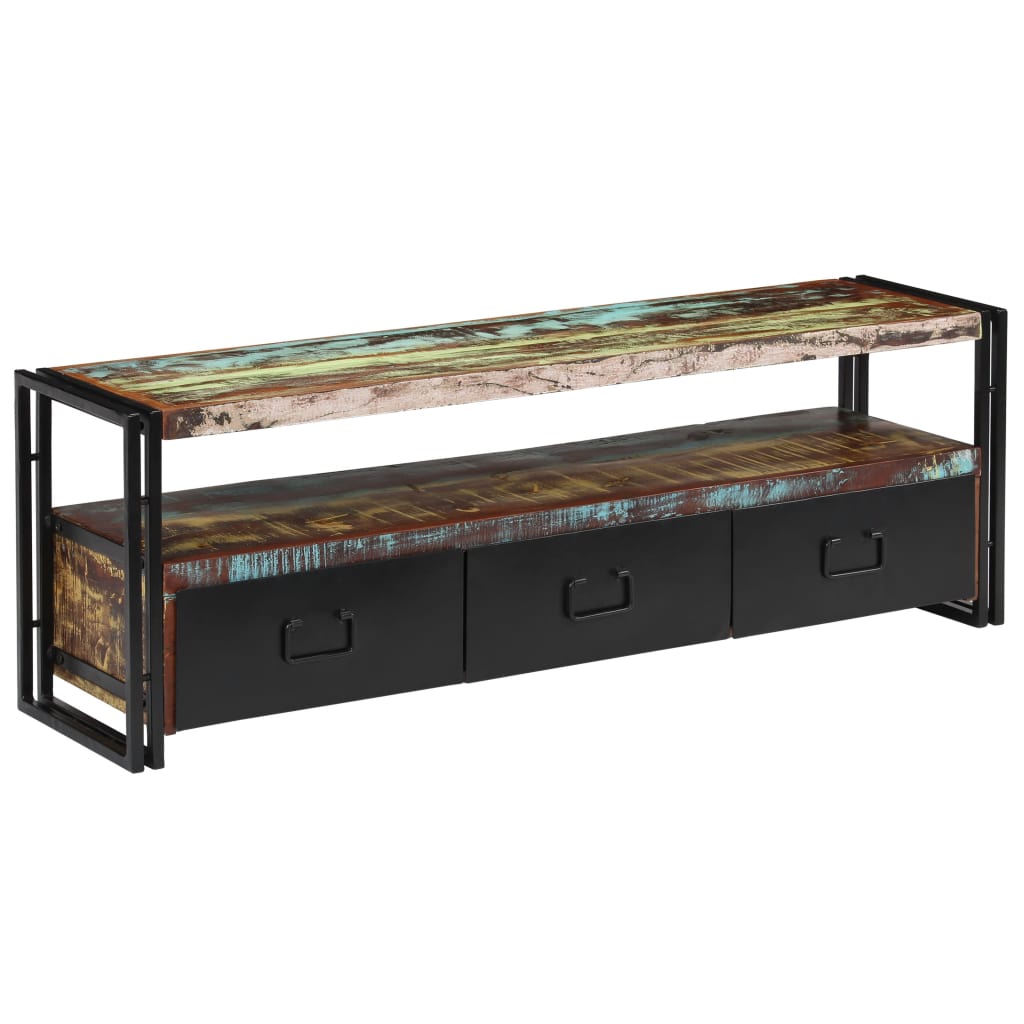 foto del prodotto mobile tv tv buffet dal design pratico in legno massello di recupero 120 cm 2502156