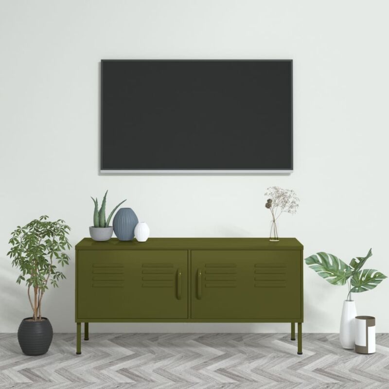 foto del prodotto mobile tv verde oliva 105x35x50 cm in acciaio vidaxl