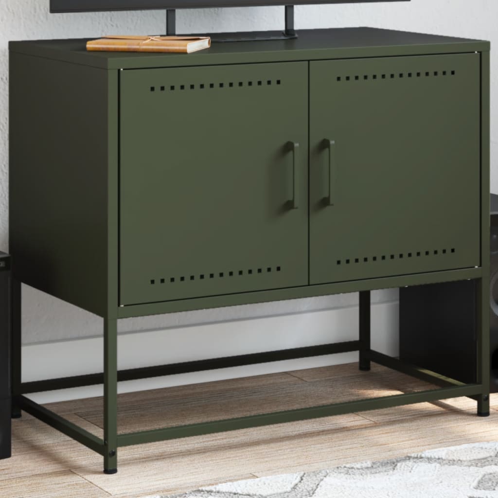 foto del prodotto mobile tv verde oliva 68,5x39x60,5 cm in acciaio