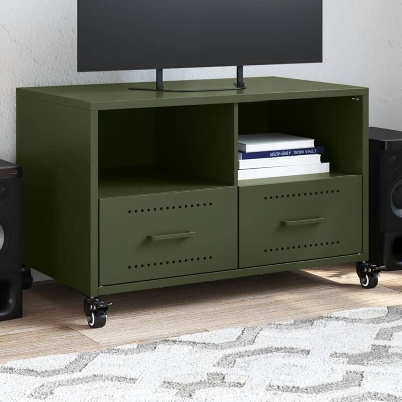 foto del prodotto mobile tv verde oliva 68x39x43,5 cm in acciaio vidaxl