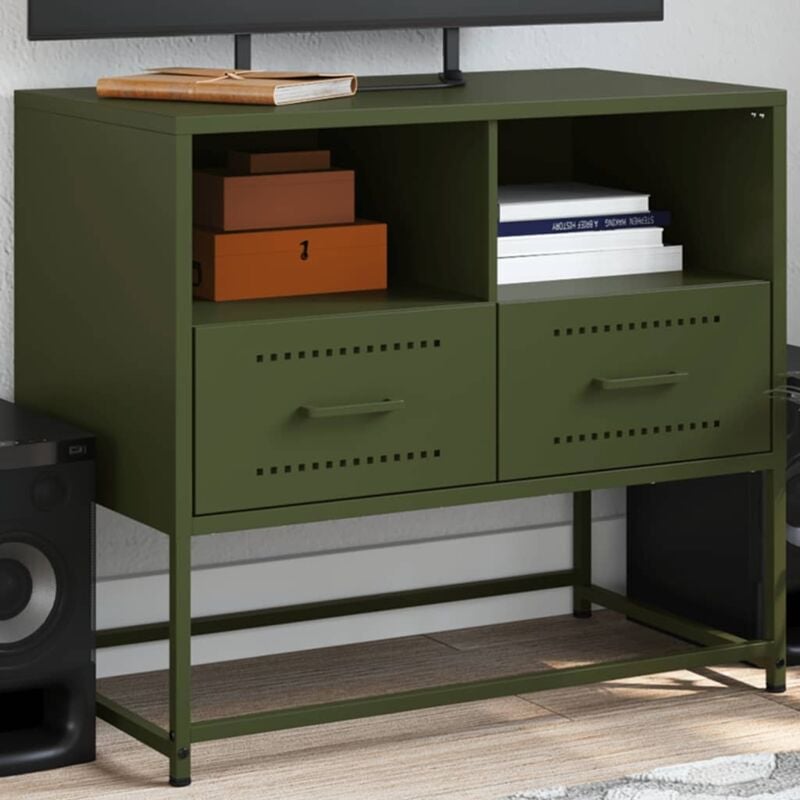 foto del prodotto mobile tv verde oliva 68x39x60,5 cm in acciaio vidaxl