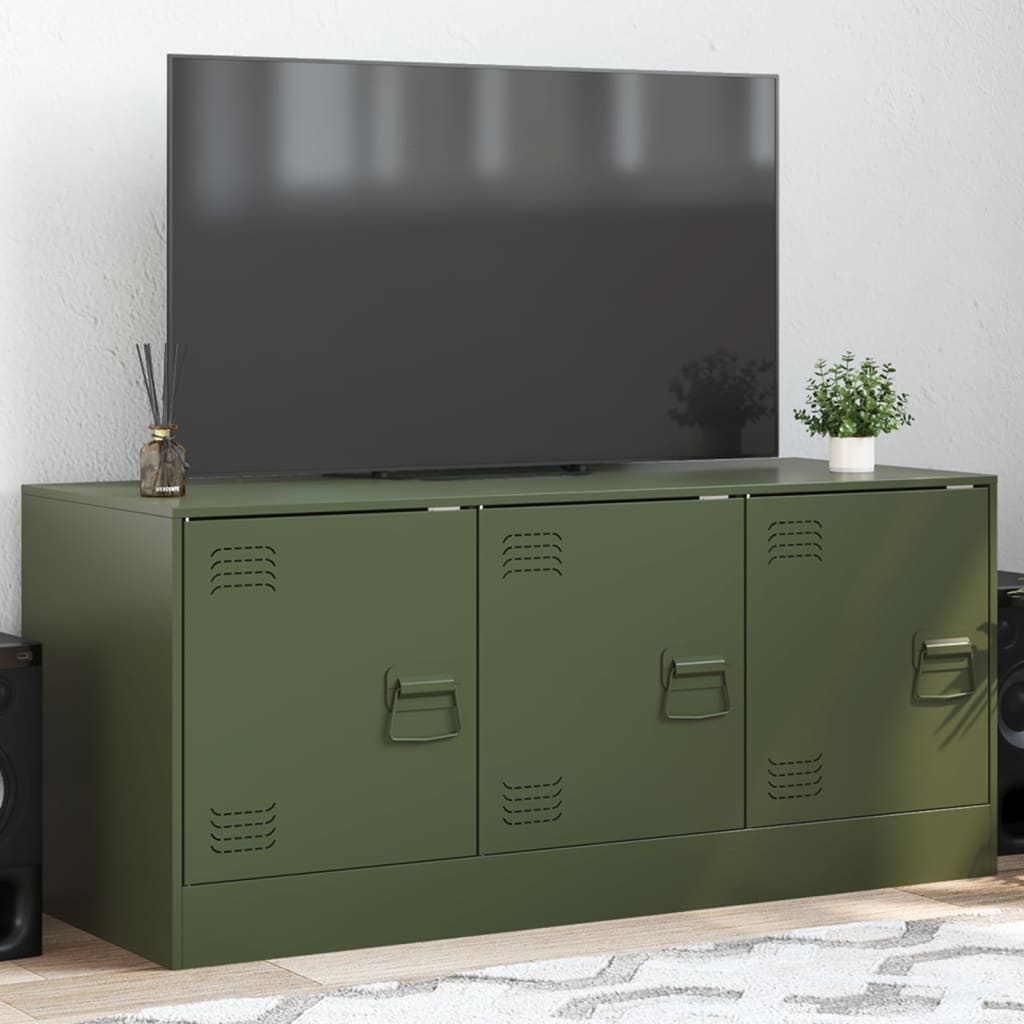 foto del prodotto mobile tv verde oliva 99x39x44 cm in acciaio