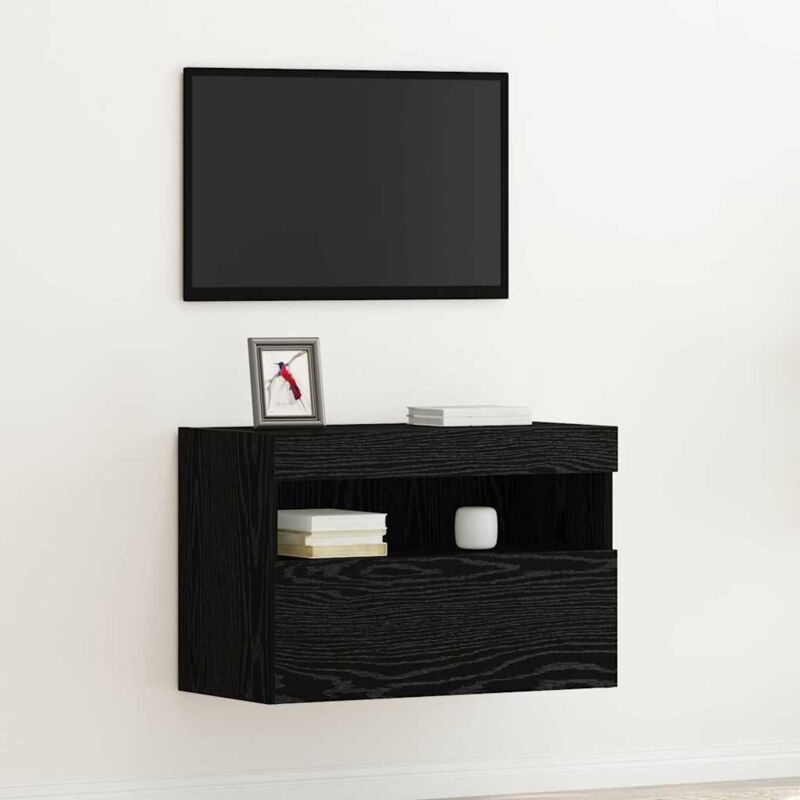 foto del prodotto mobile tv vidaxl con luci led rovere nero 60x30x40 cm