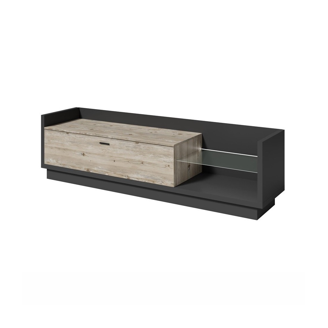 foto del prodotto mobile tv xl 220cm. collezione cork. colori grigio antracite e pino.