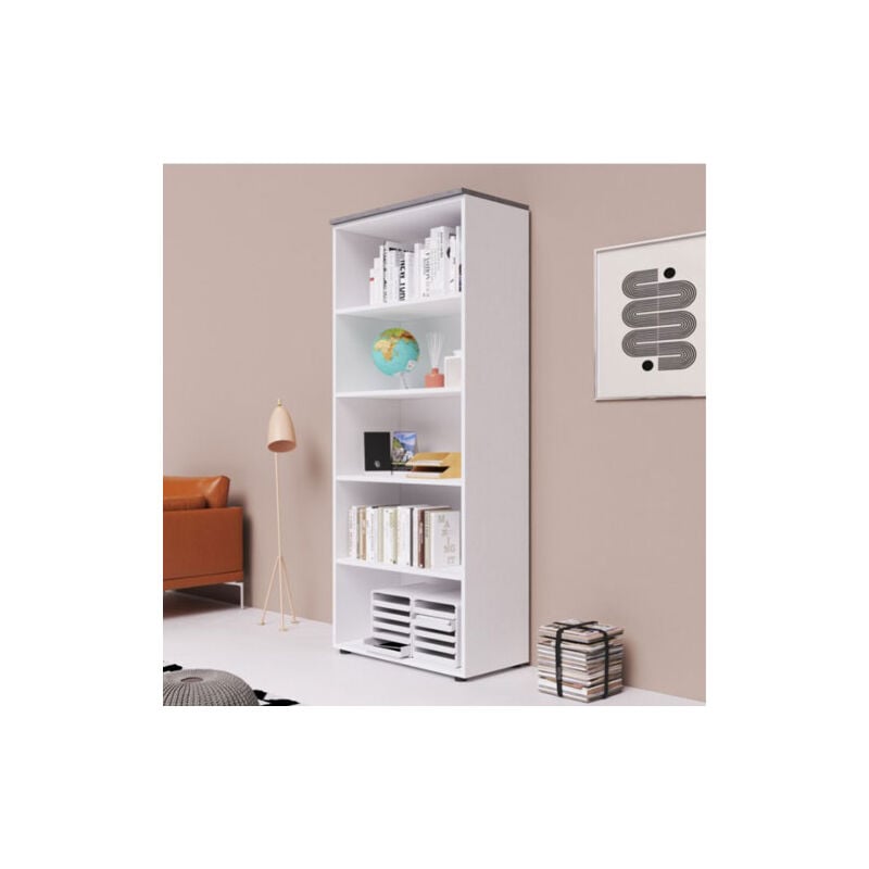 foto del prodotto mobile ufficio a giorno in legno bianco frassinato con