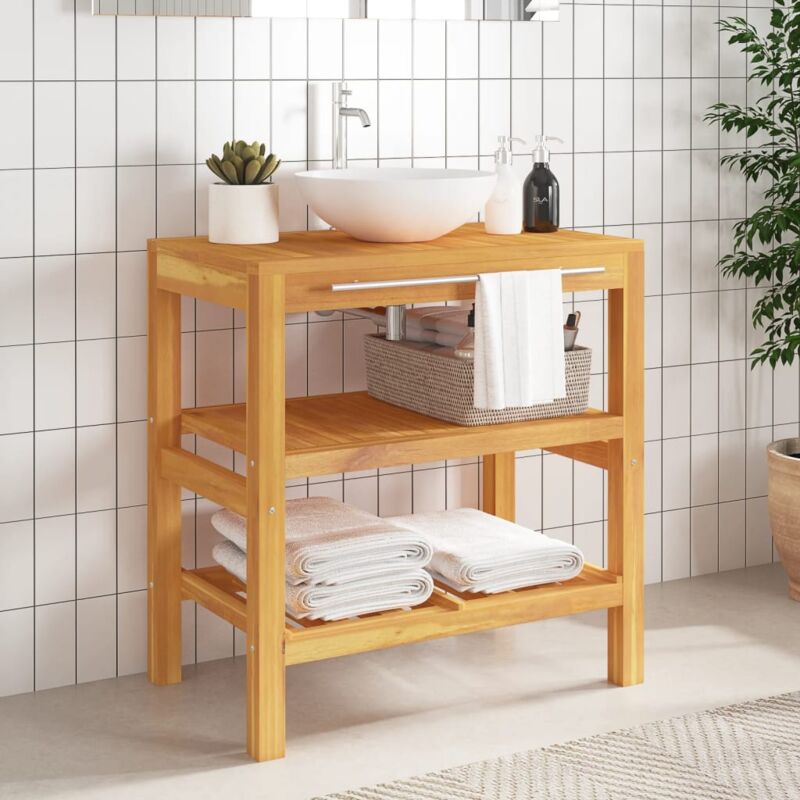 foto del prodotto mobile vanit da bagno con 2 mensole 74x45x75 cm legno massello vidaxl