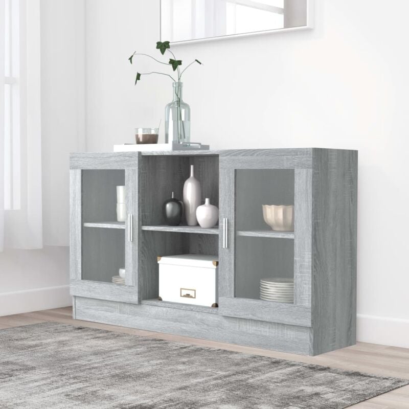 foto del prodotto mobile vetrina grigio sonoma 120x30,5x70 cm legno multistrato