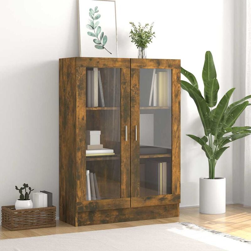 foto del prodotto mobile vetrina rovere fumo 82,5x30,5x115cm in legno multistrato vidaxl