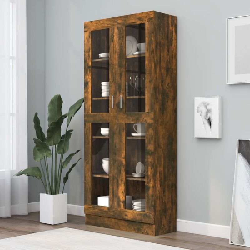 foto del prodotto mobile vetrina rovere fumo 82,5x30,5x185,5 cm legno multistrato vidaxl