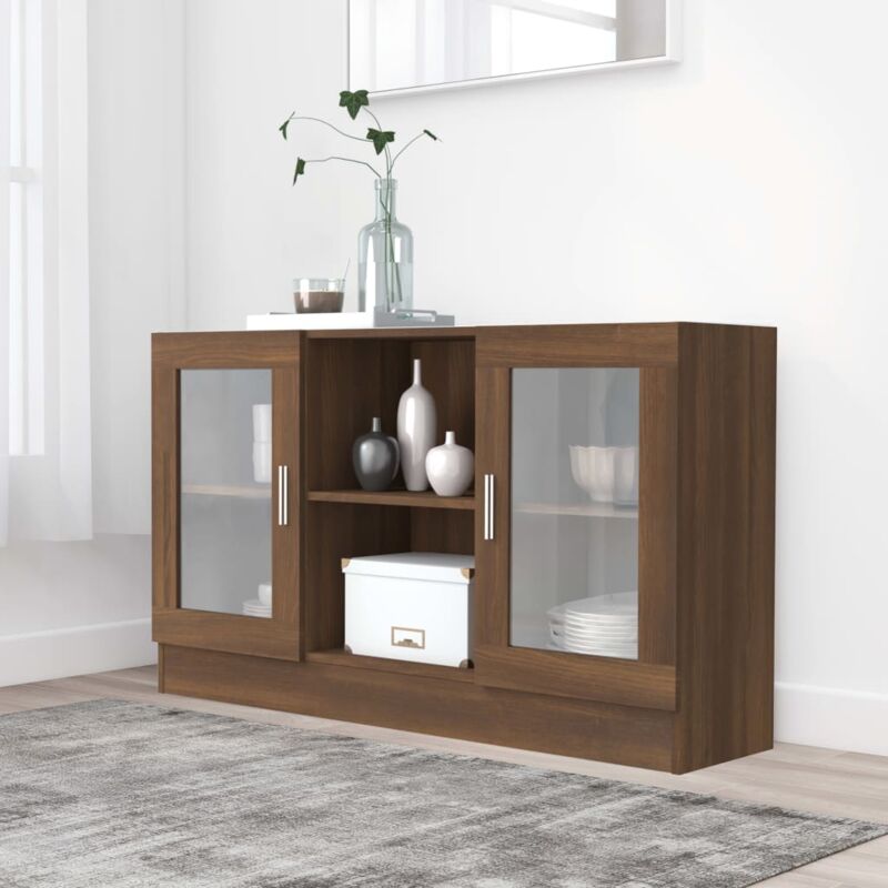 foto del prodotto mobile vetrina rovere marrone 120x30,5x70 cm legno multistrato vidaxl