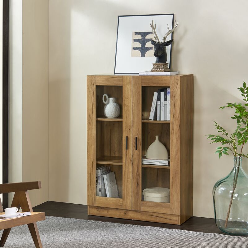 foto del prodotto mobile vetrinetta sor libreria a 2 ante 115 x 80 x 31 cm effetto rovere en.casa 