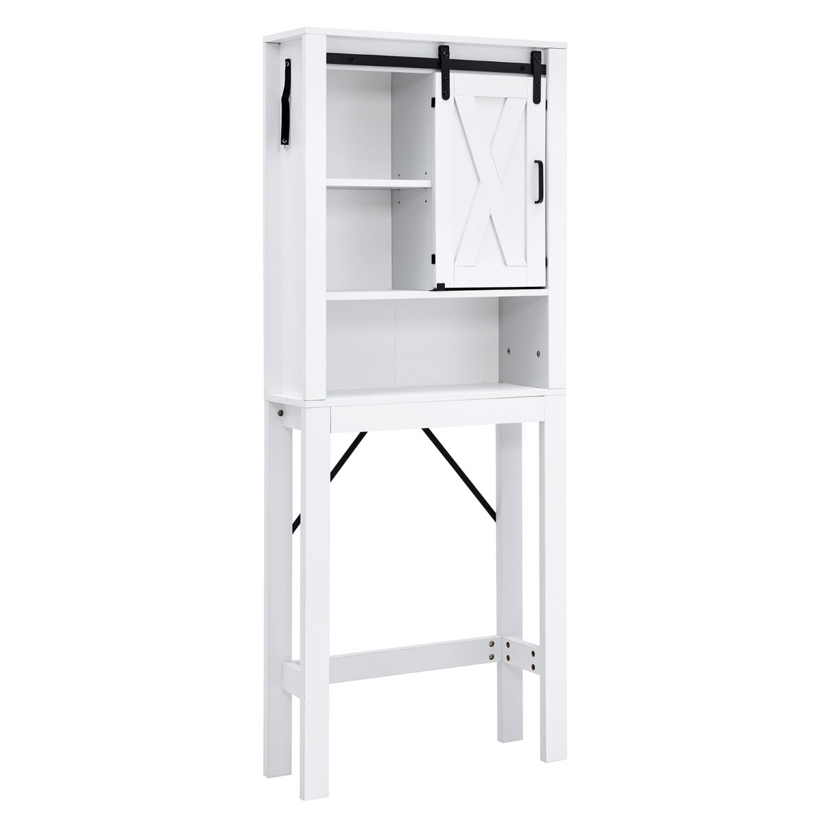 foto del prodotto mobile wc sopra wc in legno 3 ripiani con anta scorrevole per bagno 68x22x171cm 20 0004922