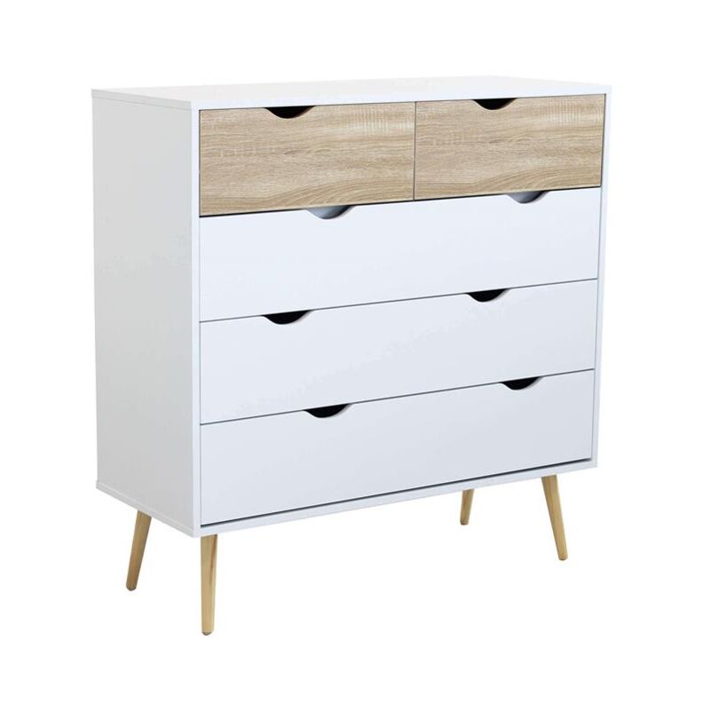 foto del prodotto mobile wesley con 5 cassetti in legno e naturale cm 99 x 39 x 101 h
