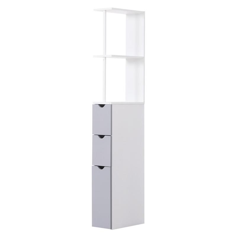 foto del prodotto mobiletto a colonna da bagno salvaspazio 15x33x136 cm in legno bianco e grigio