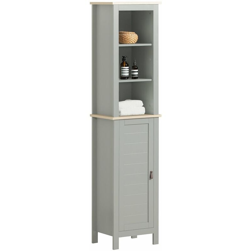 foto del prodotto mobiletto alto per bagno mobile a colonna bagno salvaspazio con 3 scomparti a giorno e1 anta 39x30x169cm bzr68 hg sobuy