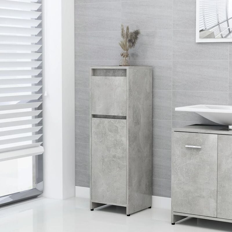 foto del prodotto mobiletto armadietto da bagno,contenitore bagno grigio cemento 30x30x95 cm in truciolato fw54414