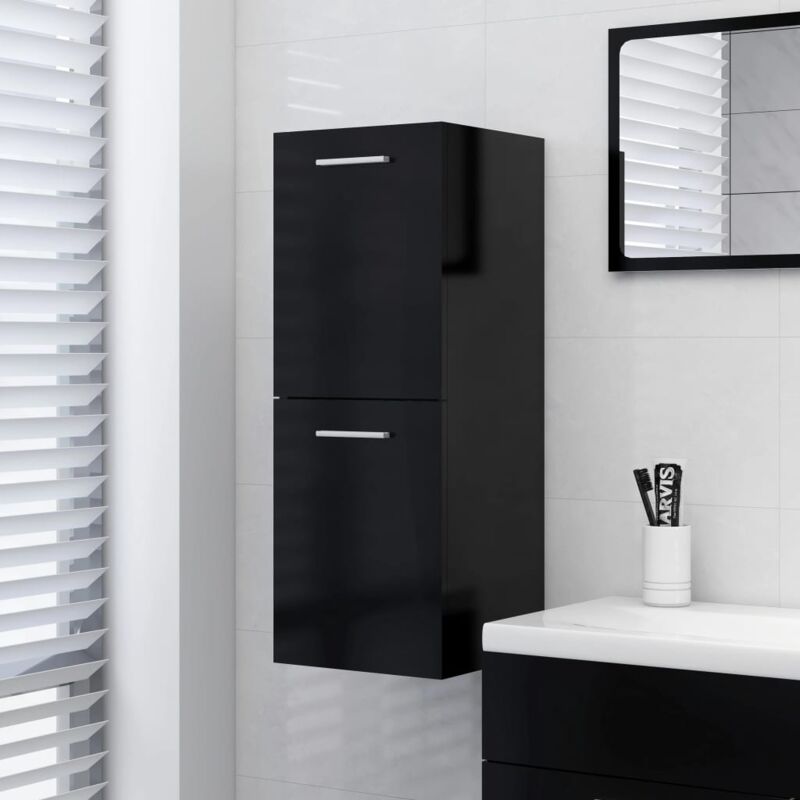 foto del prodotto mobiletto armadietto da bagno,contenitore bagno nero 30x30x80 cm in truciolato fw98364
