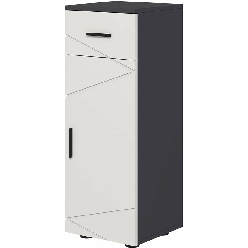 foto del prodotto mobiletto bagno 1 cassetto 1 anta 30x30x82 cm in truciolato grigio