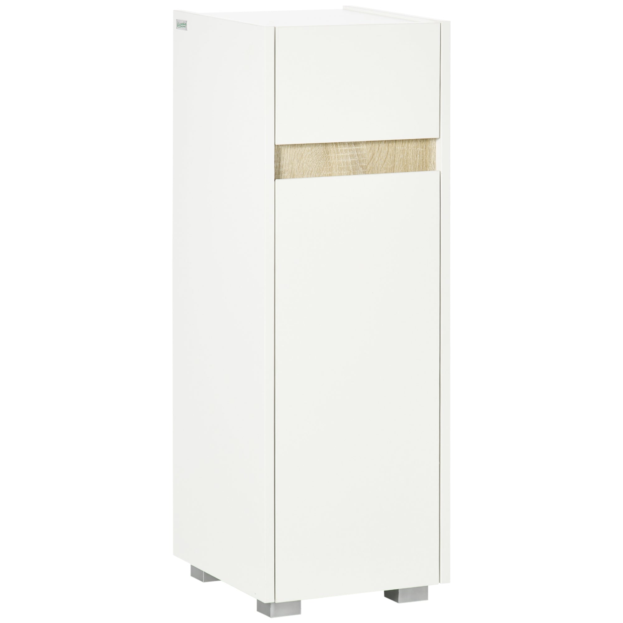 foto del prodotto mobiletto bagno 30x33x88 cm con cassetto e armadietto in legno bianco