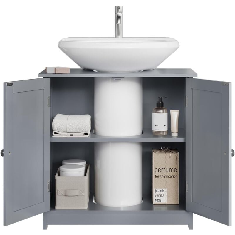 foto del prodotto mobiletto bagno cassettiera bagno armadietto bagno mobile sottolavabo per bagno grigio woltu