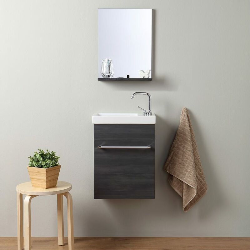 foto del prodotto mobiletto bagno profondit ridotta in grigio scuro 42 cm smart