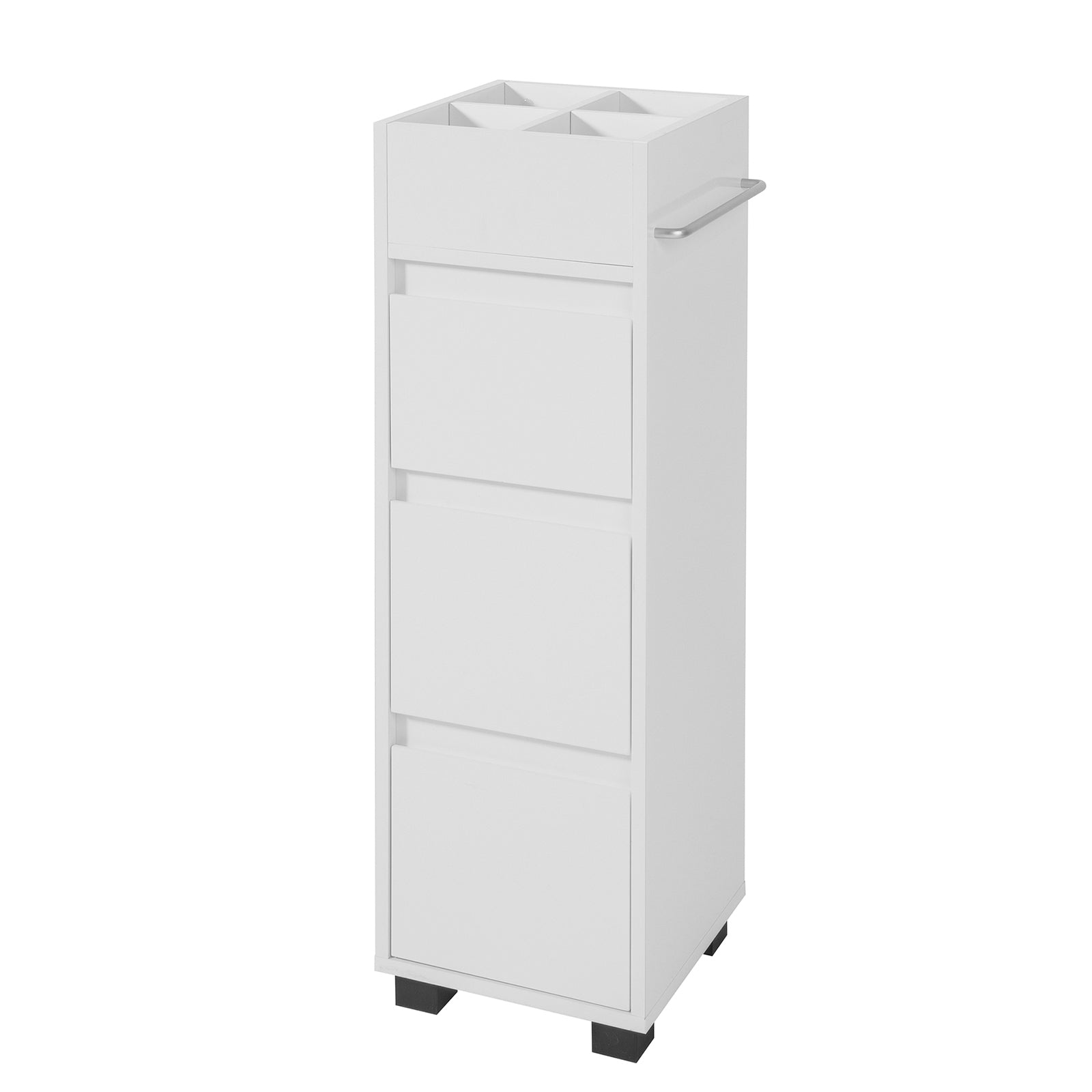 foto del prodotto mobiletto bagno salvaspazio cassettiera bagno 3 cassetti e 4 scomparti da organizzare l30 p30 a90 cm bianco bzr29 w
