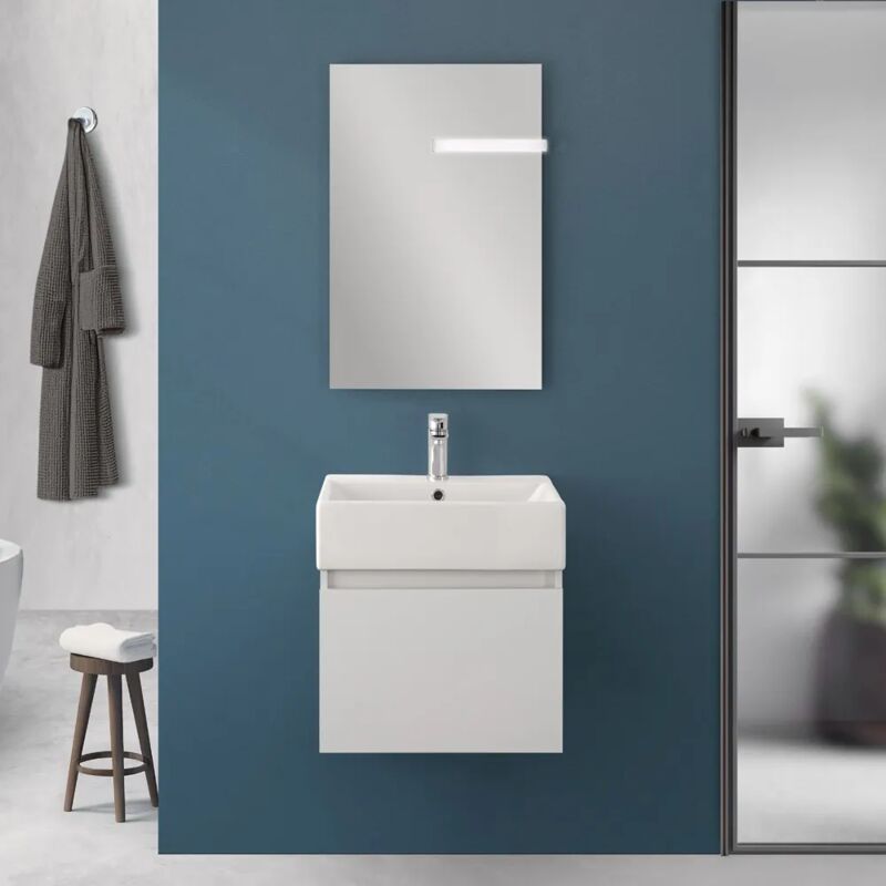 foto del prodotto mobiletto bagno sospeso 50 cm salvaspazio bianco 1 anta kira