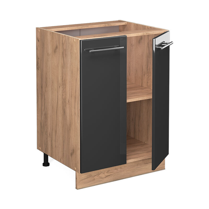 foto del prodotto mobiletto base cucina fame-line, antracite lucido, 60 cm senza piano di lavoro vicco