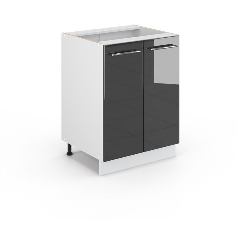 foto del prodotto mobiletto base cucina fame line, antracite lucido, 60 cm senza piano di lavoro vicco