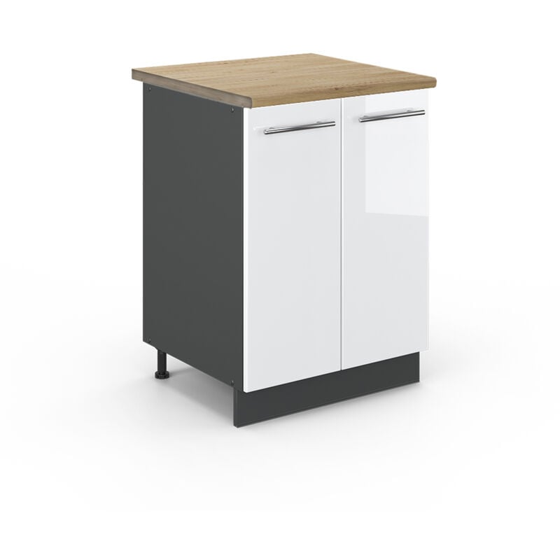foto del prodotto mobiletto base cucina fame line, bianco lucido, 60 cm , pl rovere vicco