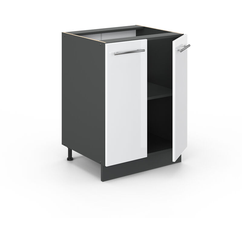 foto del prodotto mobiletto base cucina fame line, bianco lucido, 60 cm senza piano di lavoro vicco