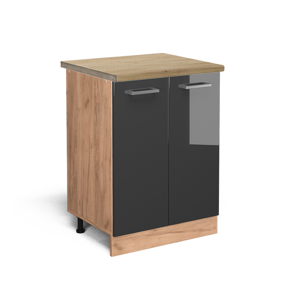 foto del prodotto mobiletto base cucina r line, antracite lucido, 60 cm , pl rovere vicco