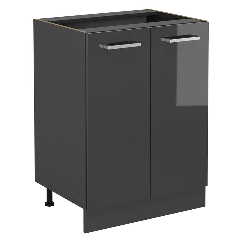 foto del prodotto mobiletto base cucina r line, antracite lucido, 60 cm senza piano di lavoro vicco