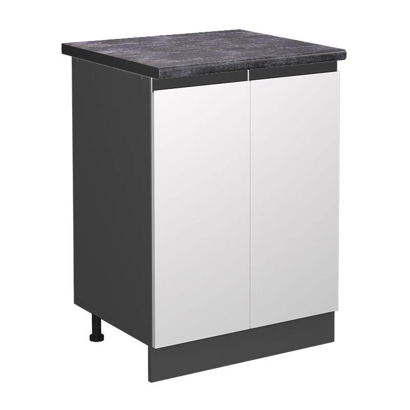 foto del prodotto mobiletto base cucina r line, bianco, 60 cm , pl antracite vicco