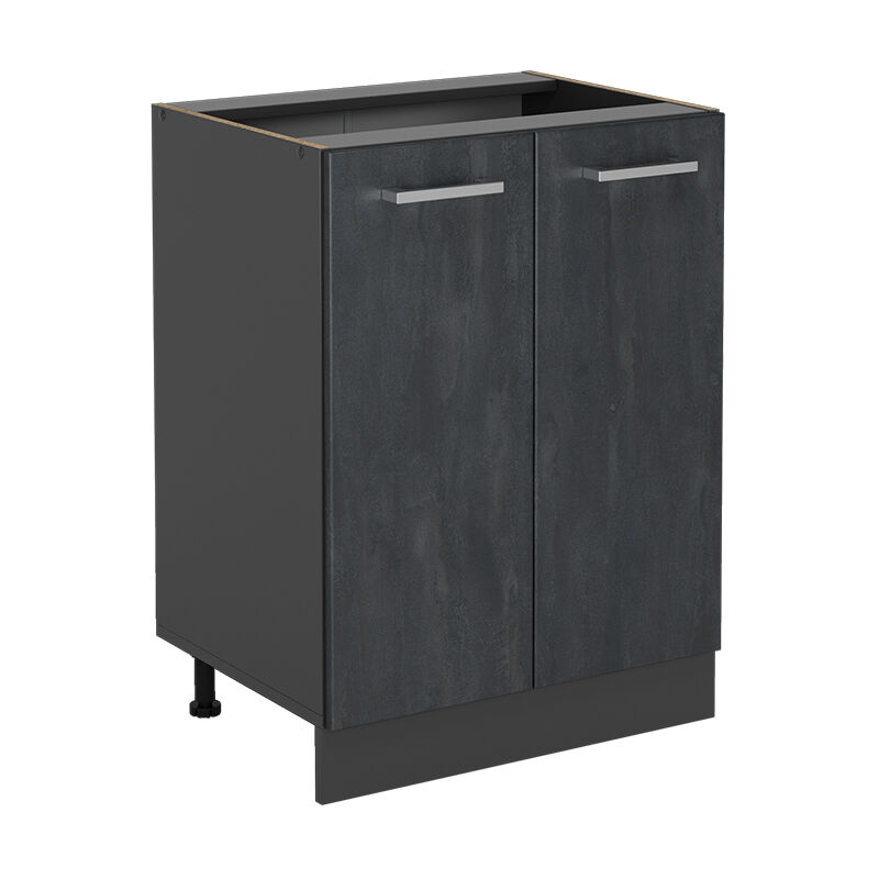 foto del prodotto mobiletto base cucina r line, calcestruzzo nero, 60 cm senza piano di lavoro vicco