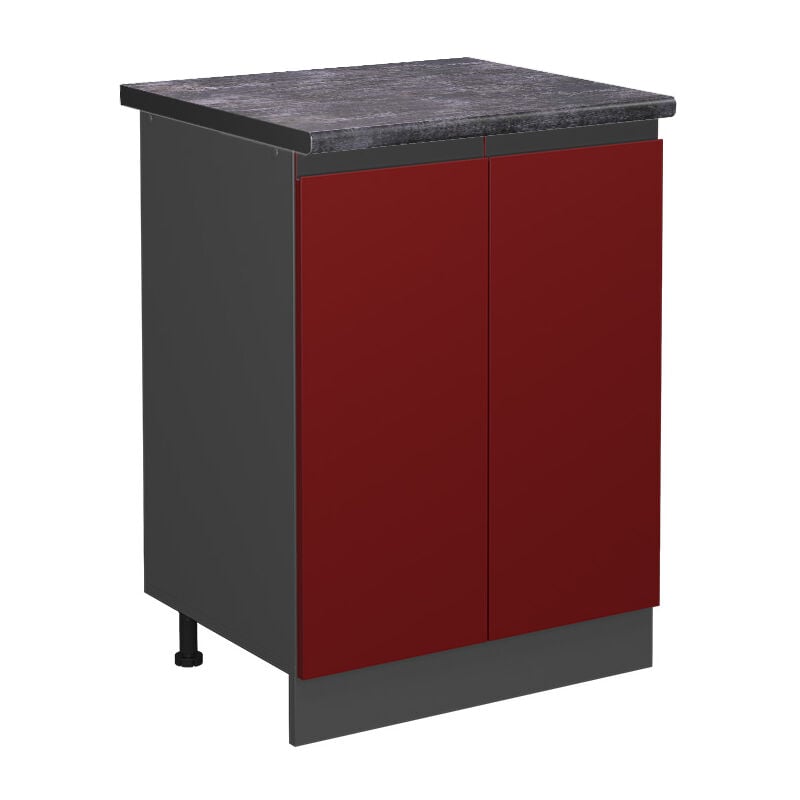 foto del prodotto mobiletto base cucina r line, rosso, 60 cm , pl antracite vicco