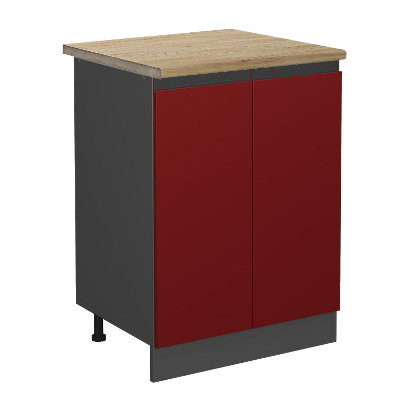 foto del prodotto mobiletto base cucina r line, rosso, 60 cm , pl rovere vicco