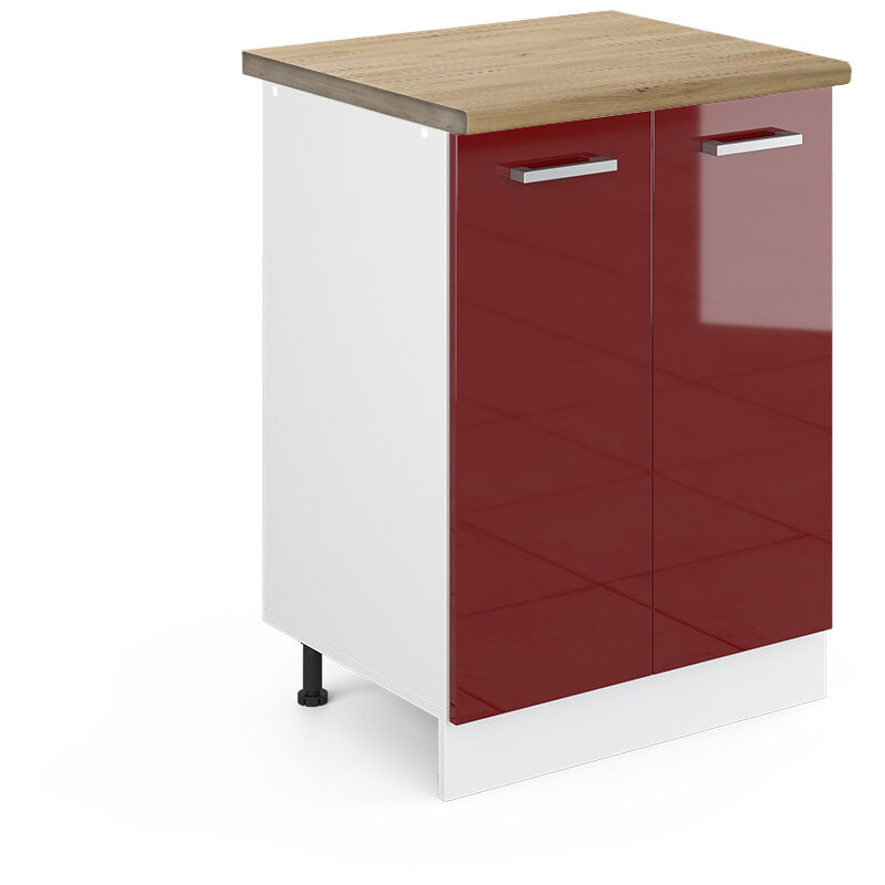 foto del prodotto mobiletto base cucina r line, rosso bordeaux lucido, 60 cm , pl rovere, vicco