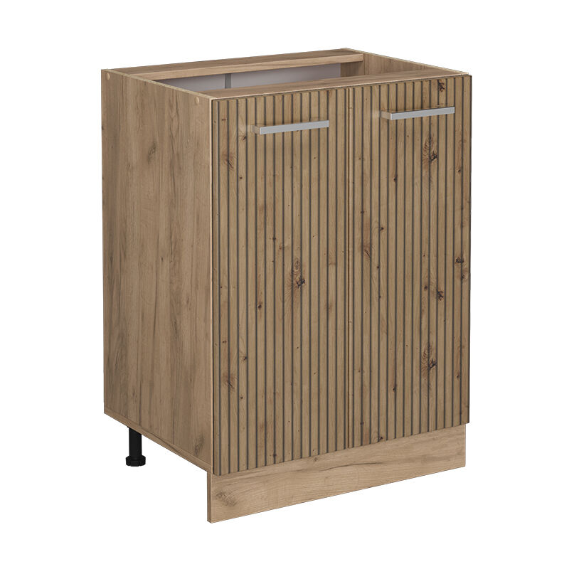 foto del prodotto mobiletto base cucina r line, rovere artigianale, 60 cm senza piano di lavoro vicco