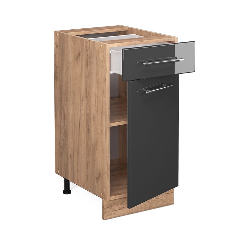 foto del prodotto mobiletto base per cucina fame line, antracite lucido, 40 cm senza piano di lavoro vicco