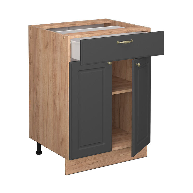 foto del prodotto mobiletto base per cucina fame line, antracite oro, 60 cm con cassetto, senza piano di lavoro vicco