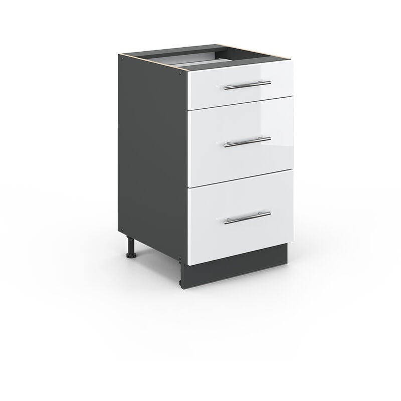 foto del prodotto mobiletto base per cucina fame line, bianco lucido, 50 cm senza piano di lavoro vicco