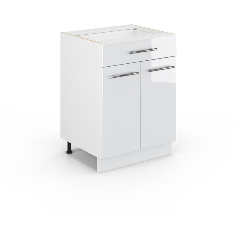foto del prodotto mobiletto base per cucina fame line, bianco lucido, 60 cm con cassetto, senza piano di lavoro vicco